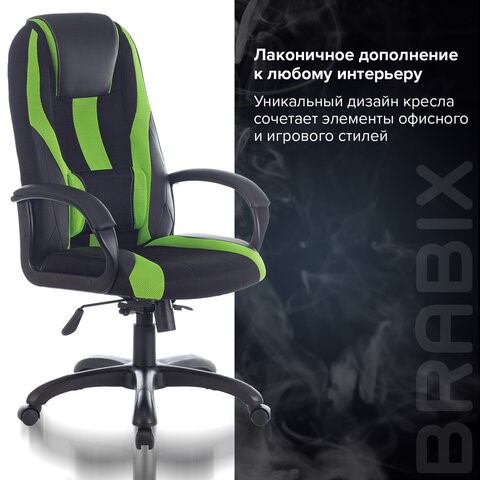 Компьютерное кресло Brabix Premium Rapid GM-102 (экокожа/ткань, черное/зеленое) 532419 в Москве - изображение 8