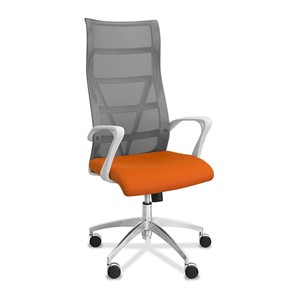 Офисное кресло Топ X белый каркас, сетка/ткань TW / серая/оранжевая в Москве