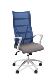 Кресло для руководителя Топ X белый каркас, сетка/ткань TW / синяя/серая в Москве