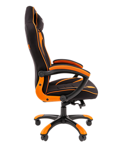 Кресло игровое CHAIRMAN GAME 28 Полиэстер комбинированная ткань оранжевый/черный в Москве - предосмотр 3