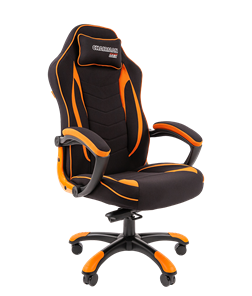 Кресло игровое CHAIRMAN GAME 28 Полиэстер комбинированная ткань оранжевый/черный в Москве - предосмотр