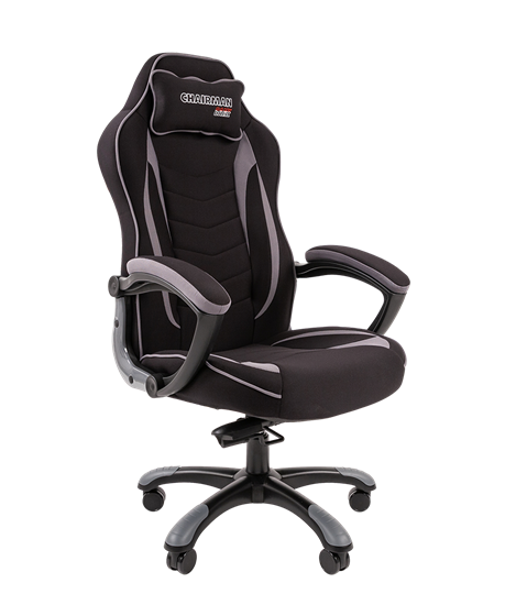 Кресло игровое CHAIRMAN GAME 28 Полиэстер комбинированная ткань серый/черный в Москве - изображение 1