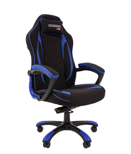 Кресло игровое CHAIRMAN GAME 28 Полиэстер комбинированная ткань синий/черный в Москве - изображение 1
