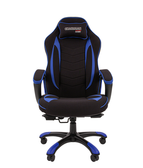 Кресло игровое CHAIRMAN GAME 28 Полиэстер комбинированная ткань синий/черный в Москве - изображение 2