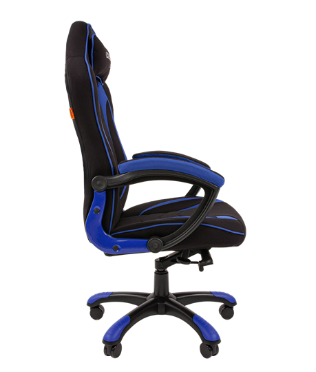 Кресло игровое CHAIRMAN GAME 28 Полиэстер комбинированная ткань синий/черный в Москве - изображение 3