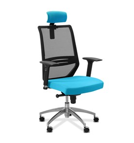 Офисное кресло Aero lux с подголовником, сетка/ткань TW / черная/голубая в Одинцово
