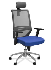 Офисное кресло Aero с подголовником, сетка/ткань TW / черная/ синяя в Химках