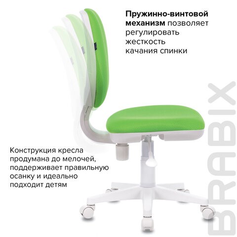 Офисное кресло Brabix Fancy MG-201W (без подлокотников, пластик белый, салатовое) 532414 в Одинцово - изображение 9