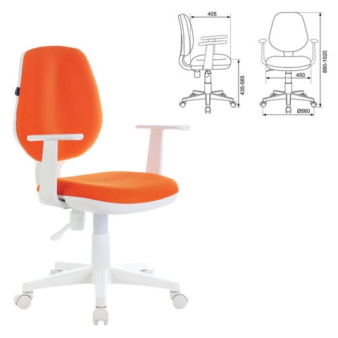 Кресло Brabix Fancy MG-201W (с подлокотниками, пластик белый, оранжевое) 532410 в Москве - изображение 3