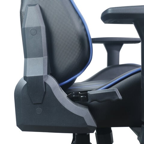 Кресло офисное BRABIX "GT Carbon GM-120", две подушки, экокожа, черное/синее, 531930 в Москве - изображение 14
