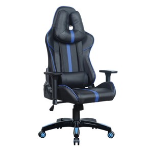 Кресло офисное BRABIX "GT Carbon GM-120", две подушки, экокожа, черное/синее, 531930 в Москве