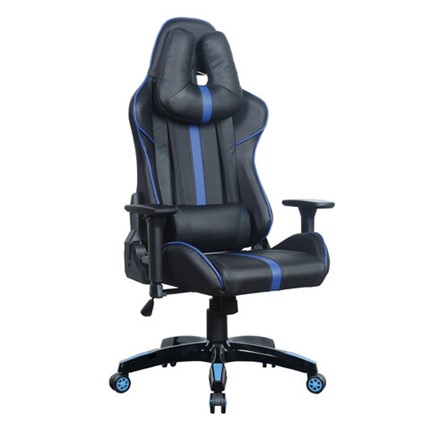 Кресло офисное BRABIX "GT Carbon GM-120", две подушки, экокожа, черное/синее, 531930 в Москве - изображение