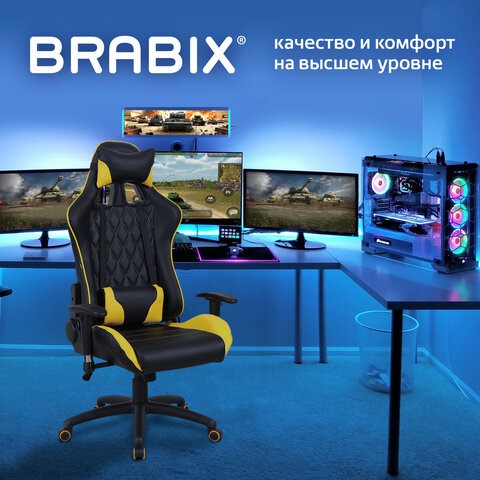 Компьютерное кресло Brabix GT Master GM-110 (две подушки, экокожа, черное/желтое) 531927 в Москве - изображение 19