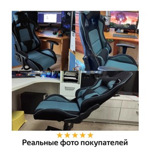 Кресло Brabix GT Racer GM-100 (две подушки, ткань, черное/голубое) 531818 в Москве - предосмотр 13