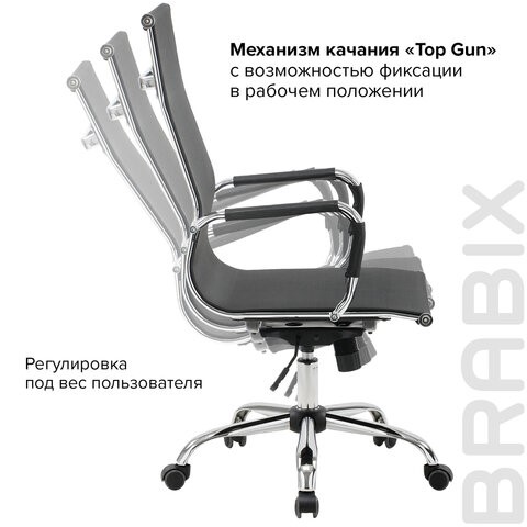 Кресло компьютерное Brabix Line EX-530 (хром, сетка, черное) 531846 в Москве - изображение 16