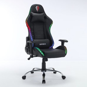 Офисное кресло BRABIX "Lumen GM-150 RGB", подсветка, две подушки, экокожа, черное, 532801 в Подольске