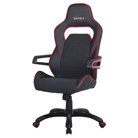 Офисное кресло Brabix Nitro GM-001 (ткань, экокожа, черное, вставки красные) 531816 в Москве - изображение 6