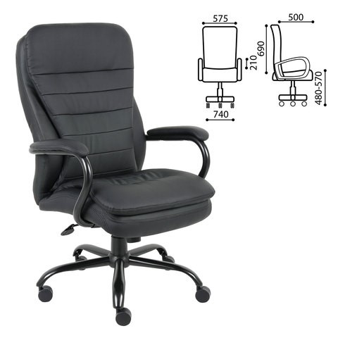 Кресло офисное BRABIX PREMIUM "Heavy Duty HD-001", усиленное, НАГРУЗКА до 200 кг, экокожа, 531015 в Подольске - изображение 1