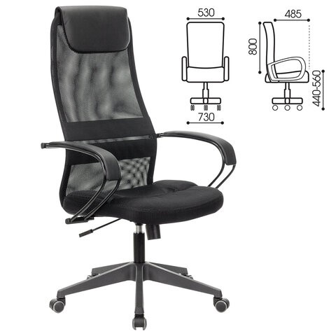 Офисное кресло Brabix Premium Stalker EX-608 PL (ткань-сетка/кожзам, черное) 532090 в Москве - изображение 11