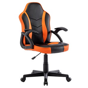 Кресло компьютерное BRABIX "Shark GM-203", экокожа, черное/оранжевое, 532513 в Химках