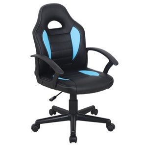 Кресло офисное BRABIX "Spark GM-201", экокожа, черное/голубое, 532505 в Химках