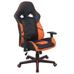 Кресло офисное BRABIX "Storm GM-006", регулируемые подлокотники, экокожа, черное/оранжевое, 532502 в Подольске