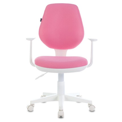 Кресло компьютерное Brabix Fancy MG-201W (с подлокотниками, пластик белый, розовое) 532409 в Одинцово - изображение
