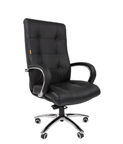Кресло компьютерное CHAIRMAN 424 Кожа черная в Одинцово