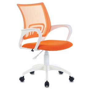 Кресло компьютерное Brabix Fly MG-396W (с подлокотниками, пластик белый, сетка, оранжевое) 532401 в Одинцово