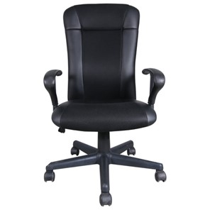 Компьютерное кресло Brabix Optima MG-370 (с подлокотниками, экокожа/ткань, черное) 531580 в Москве