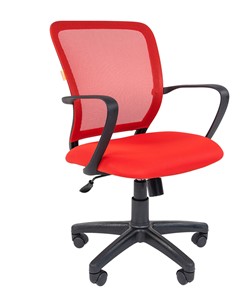 Кресло компьютерное CHAIRMAN 698 black TW-69, ткань, цвет красный в Подольске