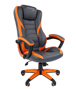 Офисное кресло CHAIRMAN GAME 22 эко кожа, серый/оранжевый в Серпухове