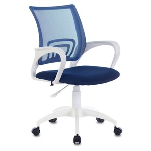Кресло Brabix Fly MG-396W (с подлокотниками, пластик белый, сетка, темно-синее) 532399 в Подольске