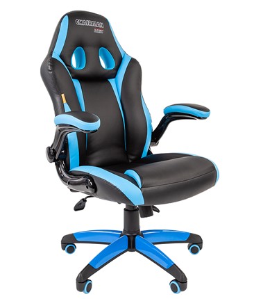 Кресло компьютерное CHAIRMAN GAME 15, цвет черный / голубой в Москве - изображение