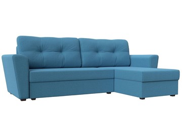 Угловой диван с оттоманкой Амстердам Лайт, Амур голубой (рогожка) в Москве