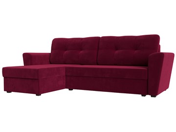 Угловой диван с оттоманкой Амстердам Лайт, Бордовый (микровельвет) в Одинцово