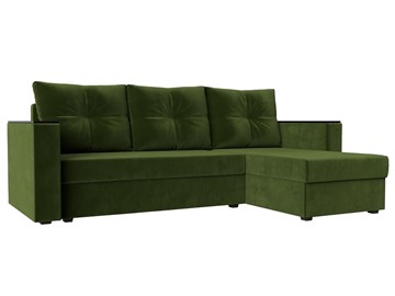 Угловой диван с оттоманкой Атланта Лайт Б/С, Зеленый (Микровельвет) в Москве