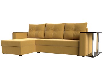 Угловой раскладной диван Атланта Лайт, Желтый (микровельвет) в Одинцово