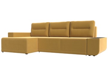 Угловой диван с оттоманкой Чикаго, Желтый (микровельвет) в Москве