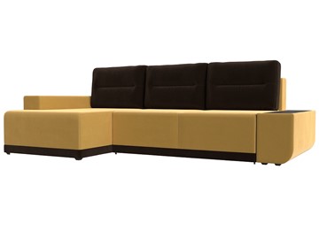 Угловой диван для гостиной Чикаго, Желтый/Коричневый (микровельвет) в Москве