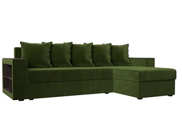 Угловой диван с оттоманкой Дубай Лайт, Зеленый (микровельвет) в Москве
