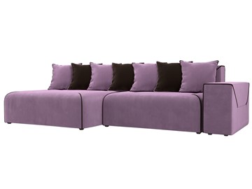 Угловой диван для гостиной Кёльн, Сиреневый/Коричневый (микровельвет) в Подольске