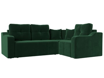Угловой диван для гостиной Кембридж, Зеленый (велюр) в Москве