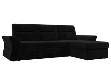 Угловой диван с оттоманкой Клайд, Черный (велюр) в Одинцово
