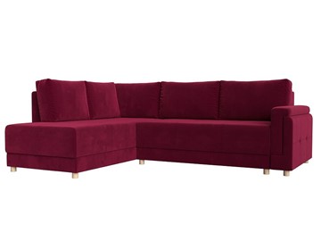 Угловой раскладной диван Лига-024, Бордовый (Микровельвет) в Химках
