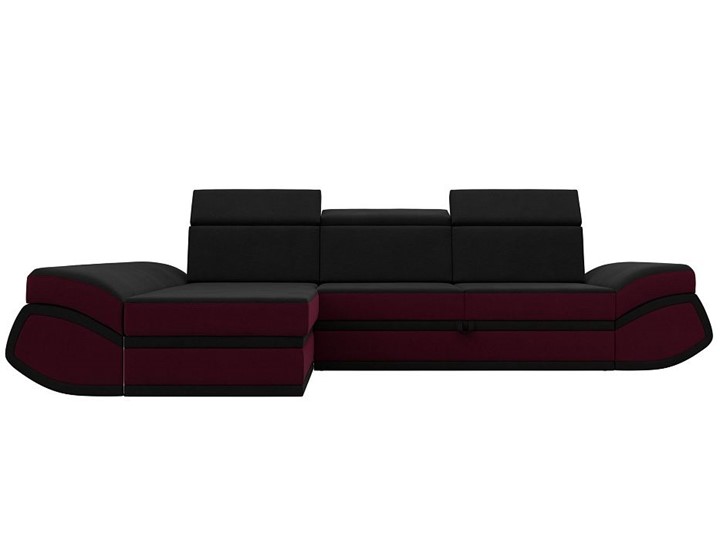 Угловой диван Лига-032 Черный\Бордовый (Микровельвет) в Одинцово - изображение 1
