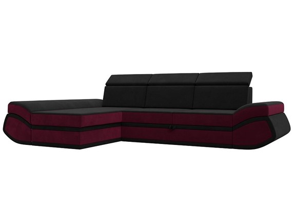 Угловой диван Лига-032 Черный\Бордовый (Микровельвет) в Одинцово - изображение