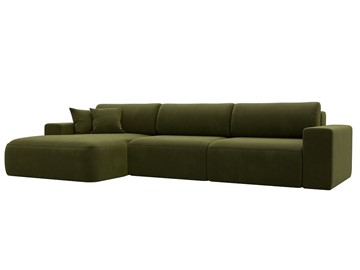 Угловой диван Лига-036 Классик лонг, Зеленый (Микровельвет) в Одинцово
