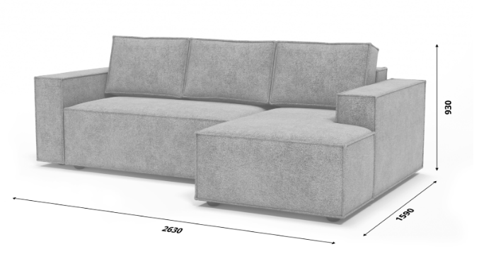 Угловой диван с оттоманкой Лофт 263х159х93 (Ремни/Тик-так) в Москве - изображение 9