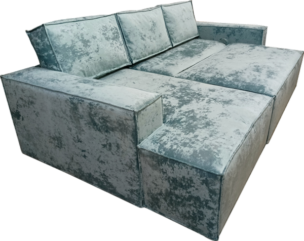 Угловой диван с оттоманкой Лофт 263х159х93 (Ремни/Тик-так) в Москве - изображение 5